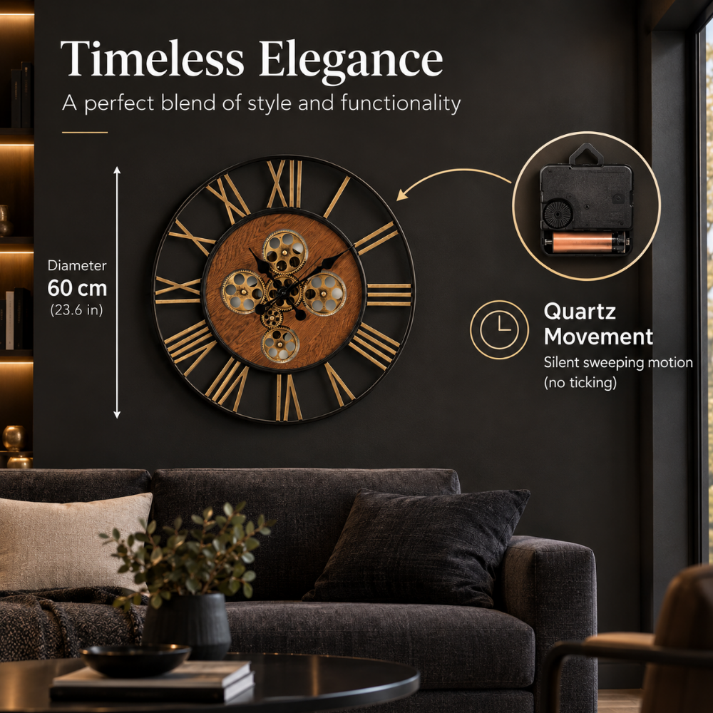 The Golden Gear Wall Clock