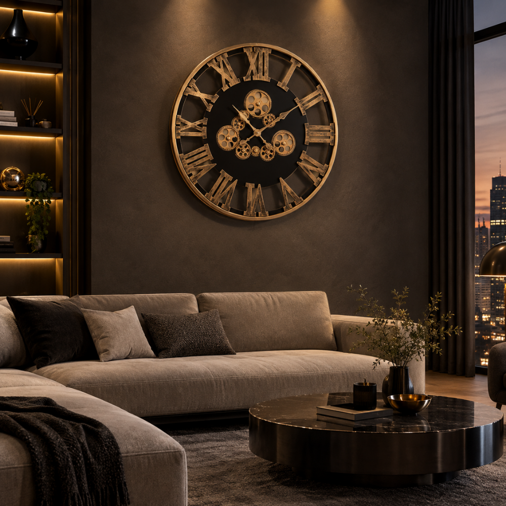 Vintage Gear Roman Numeral Wall Clock