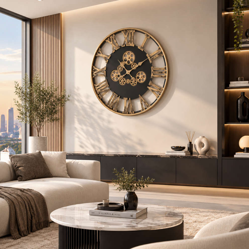 Vintage Gear Roman Numeral Wall Clock