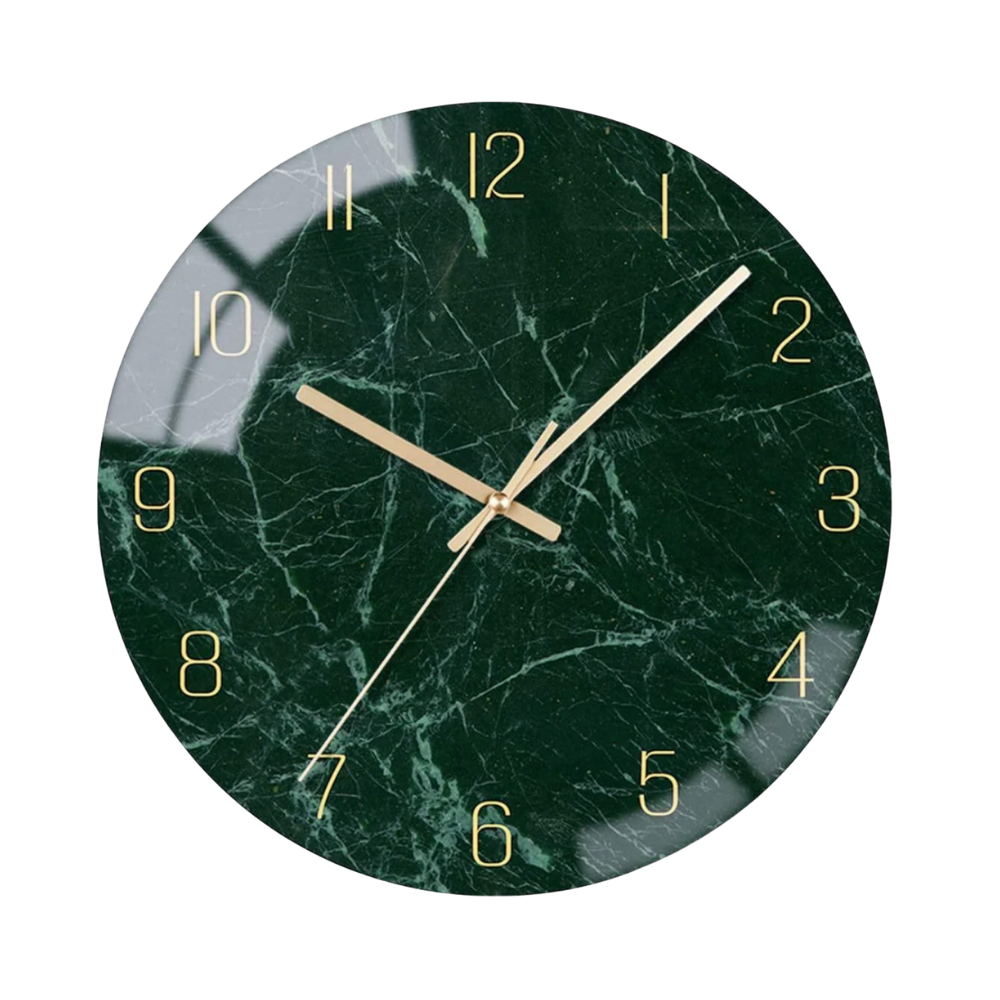 Emerald Marble Gold Wall Clock