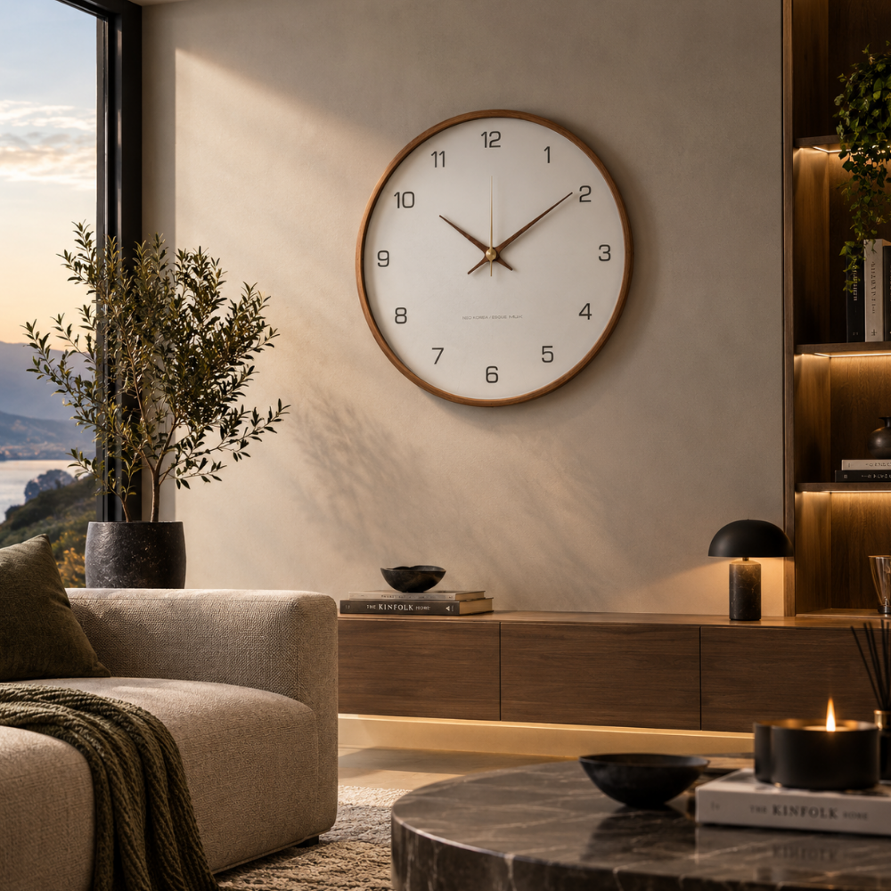Walnut Minimalist Wall Clock