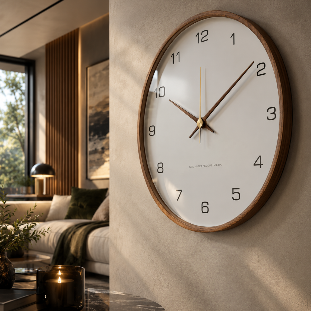 Walnut Minimalist Wall Clock