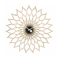 Golden Lotus Floral Wall Clock