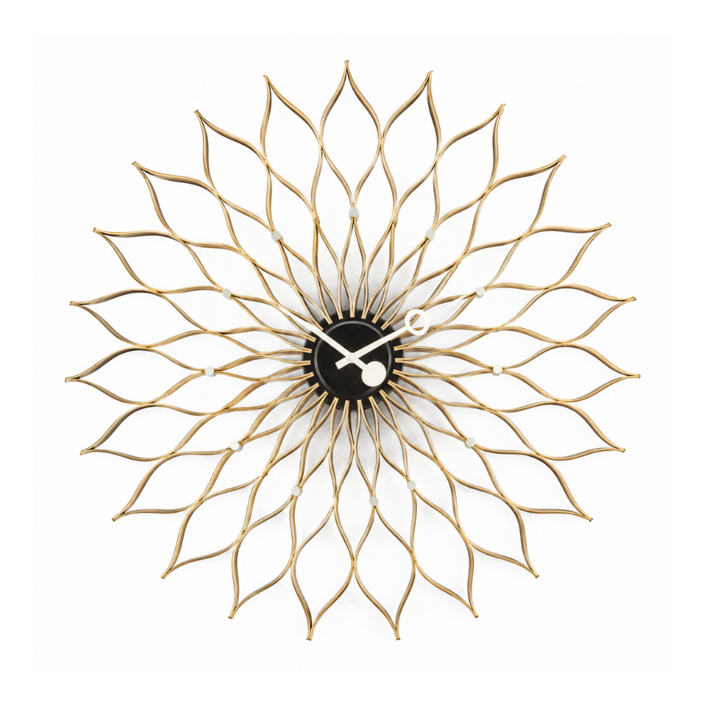 Golden Lotus Floral Wall Clock