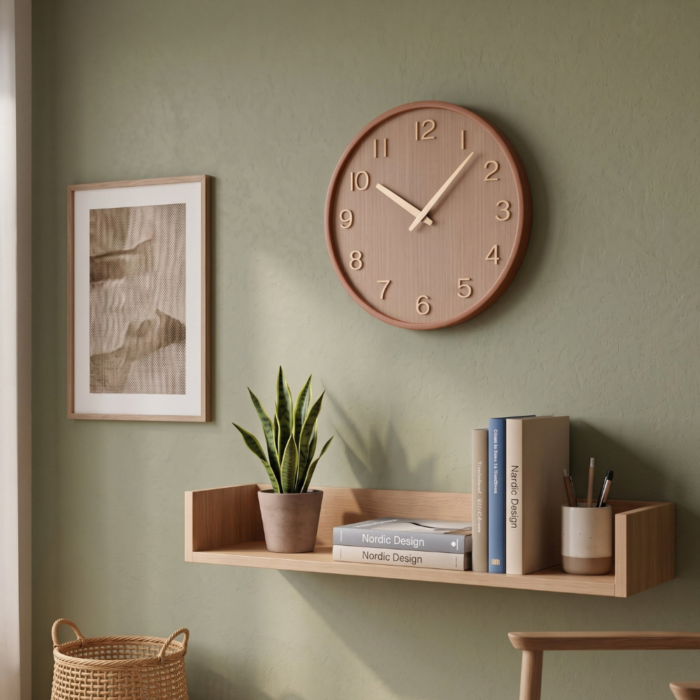 Natural Wood Minimalist Wall Clock