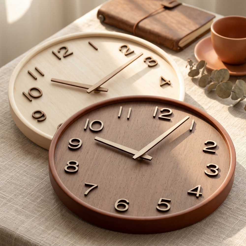 Natural Wood Minimalist Wall Clock