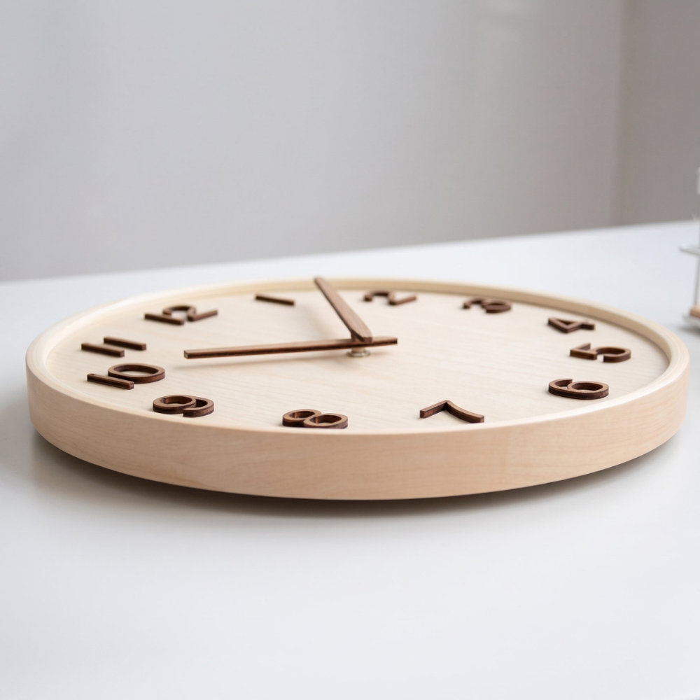 Natural Wood Minimalist Wall Clock