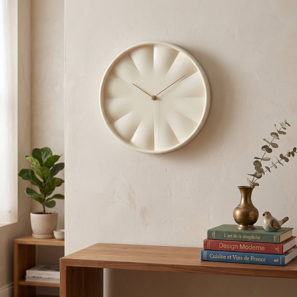 Ivory Minimalist Wall Clock