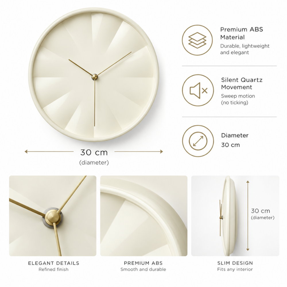 Ivory Minimalist Wall Clock