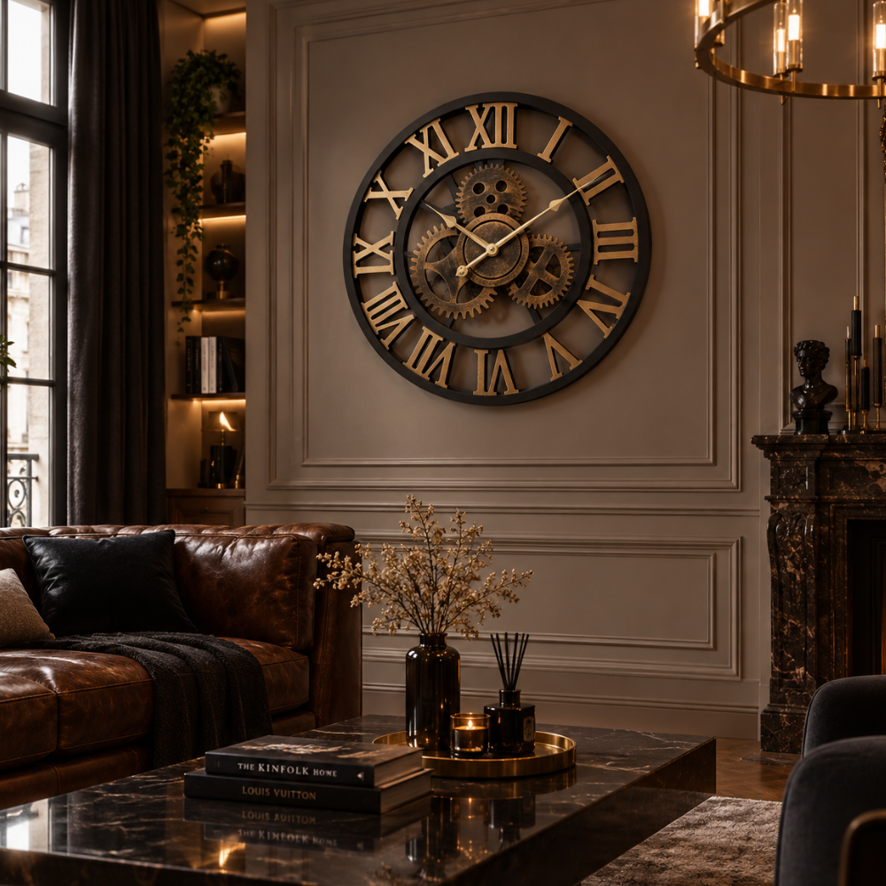 Vintage Industrial Gear Wall Clock