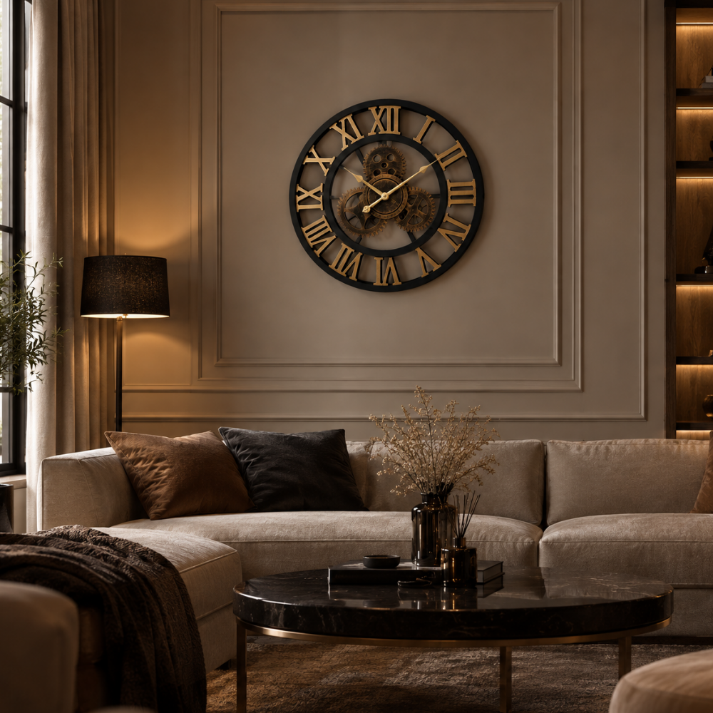 Vintage Industrial Gear Wall Clock
