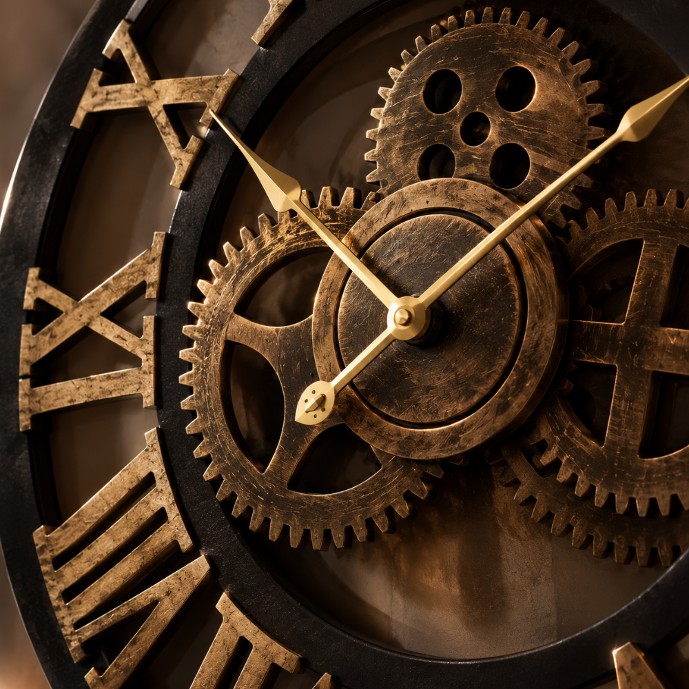 Vintage Industrial Gear Wall Clock