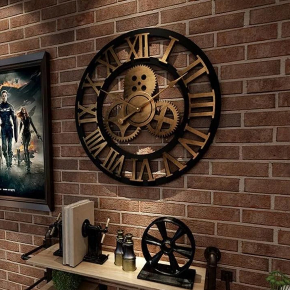 Vintage Industrial Gear Wall Clock