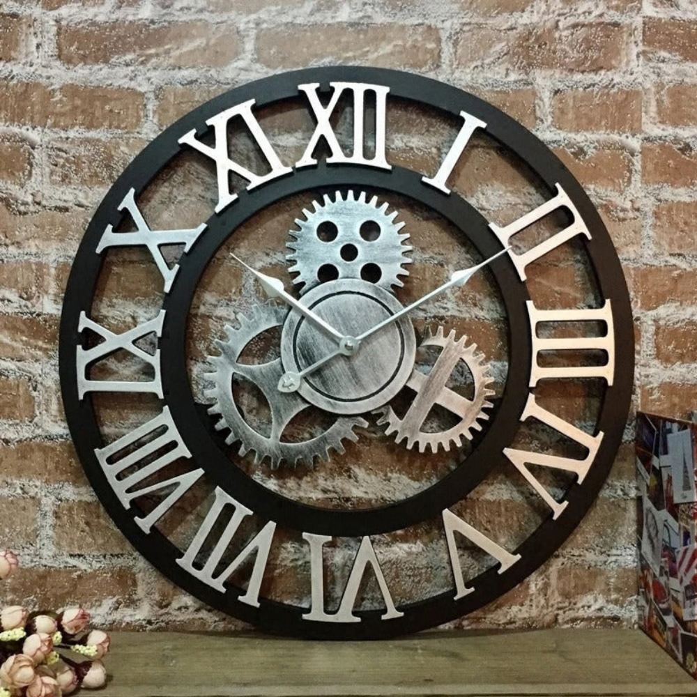 Vintage Industrial Gear Wall Clock